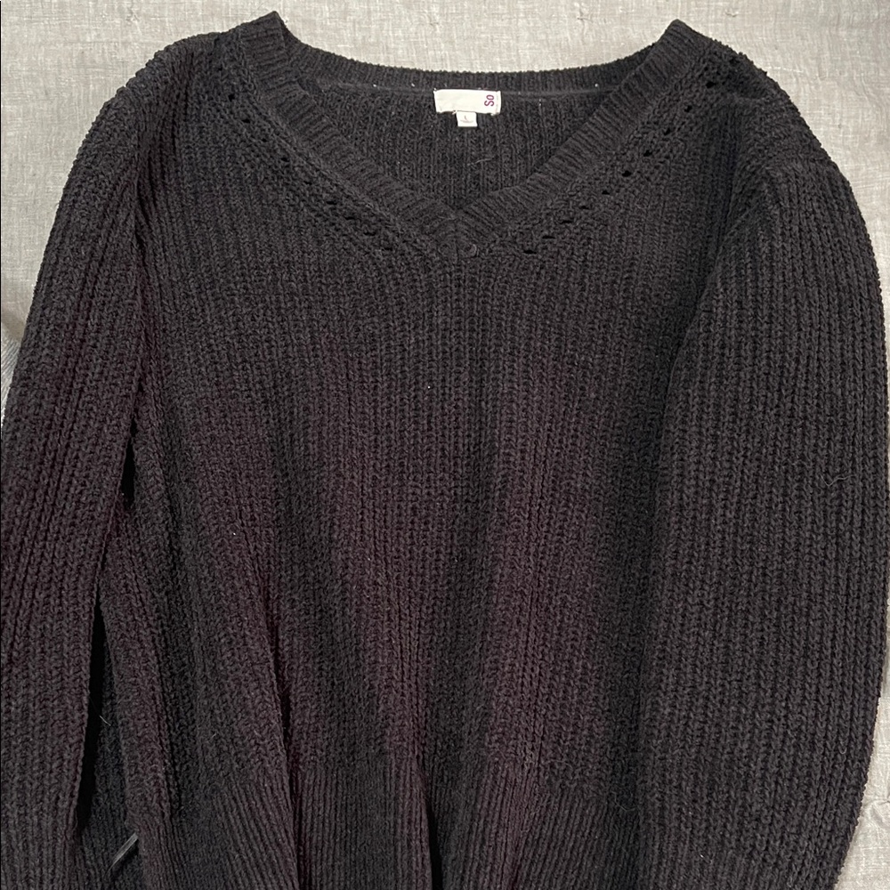 SO Women's Black V-Neck Sweater